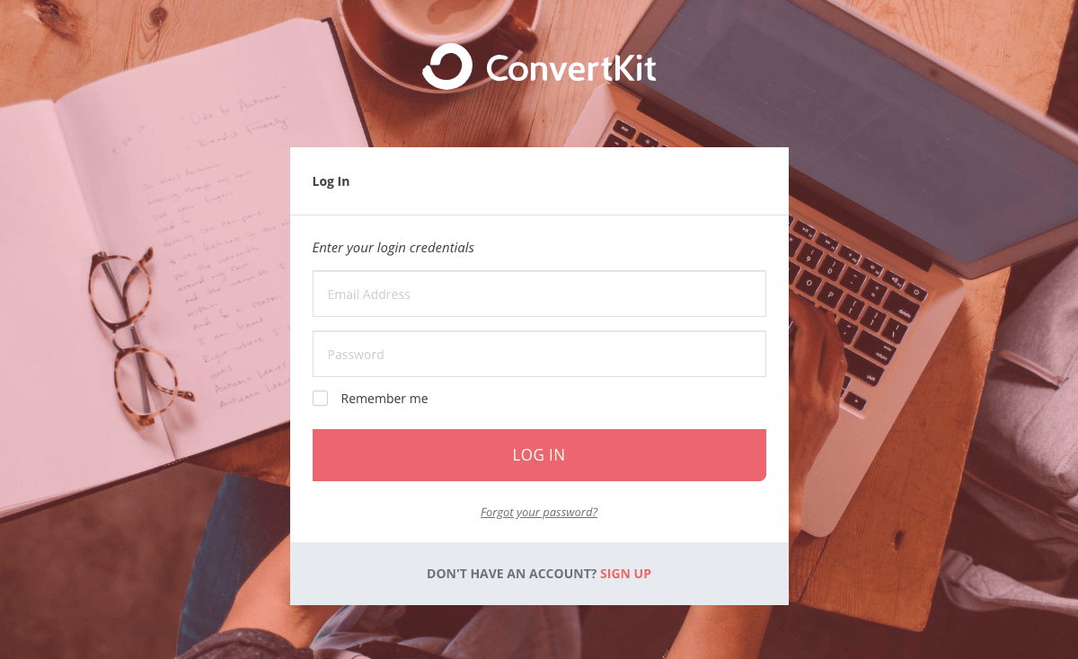 ConvertKit Login page Find SaaS Websites inspiration
