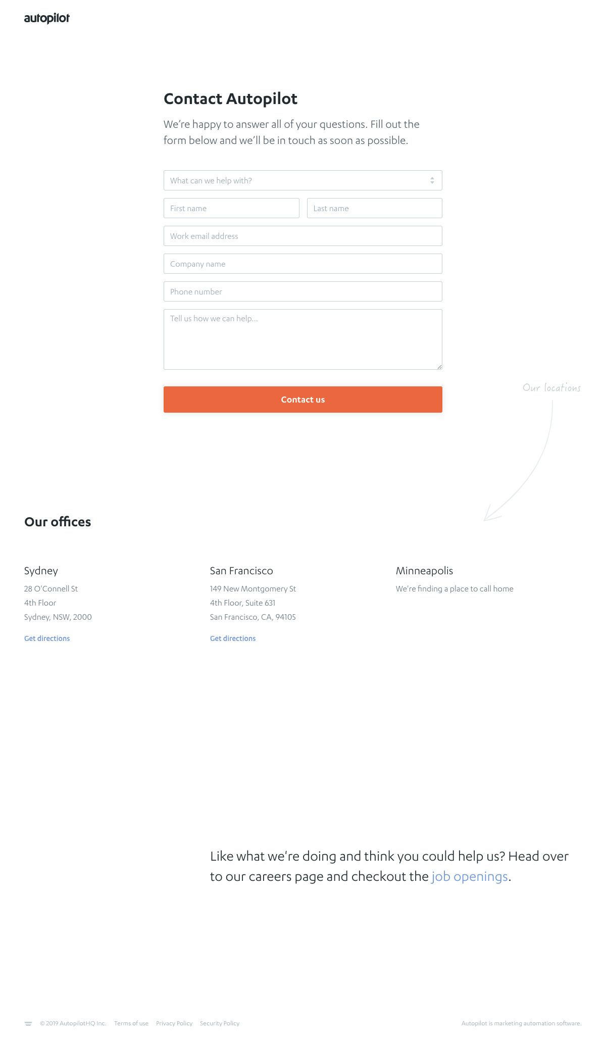 Autopilot Contact page Find SaaS sites inspiration