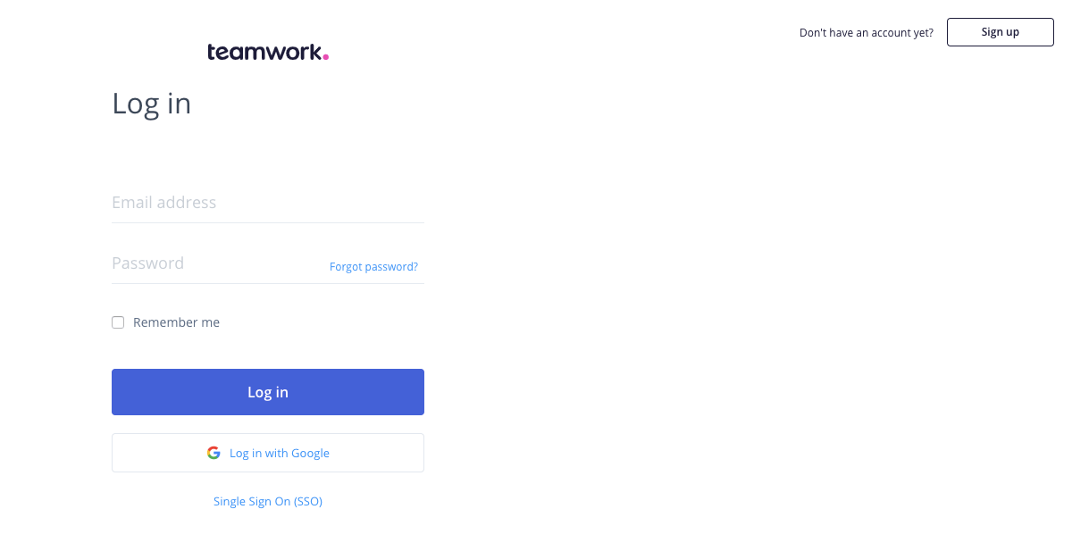 Teamwork Login page Find SaaS Websites inspiration