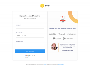 Hiver - Sign up page