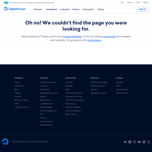 DigitalOcean - 404 Error page