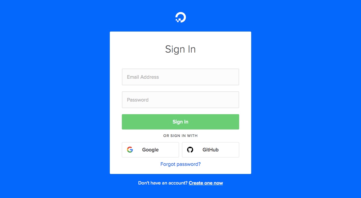DigitalOcean - Login page - Find SaaS Websites inspiration