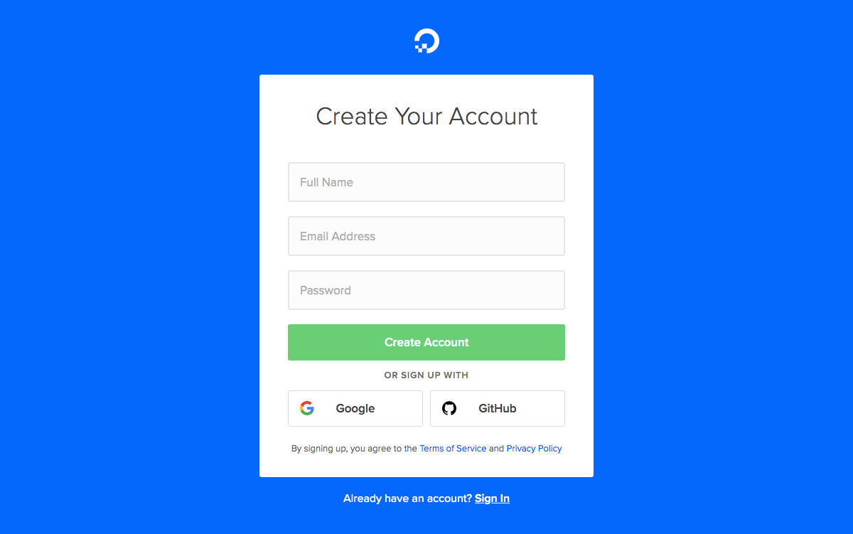 DigitalOcean Sign up page Find SaaS sites inspiration