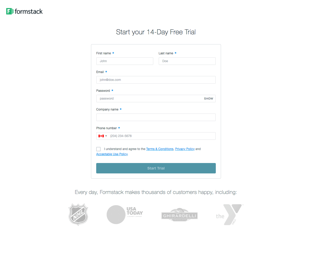 Formstack Sign up page Find SaaS sites inspiration