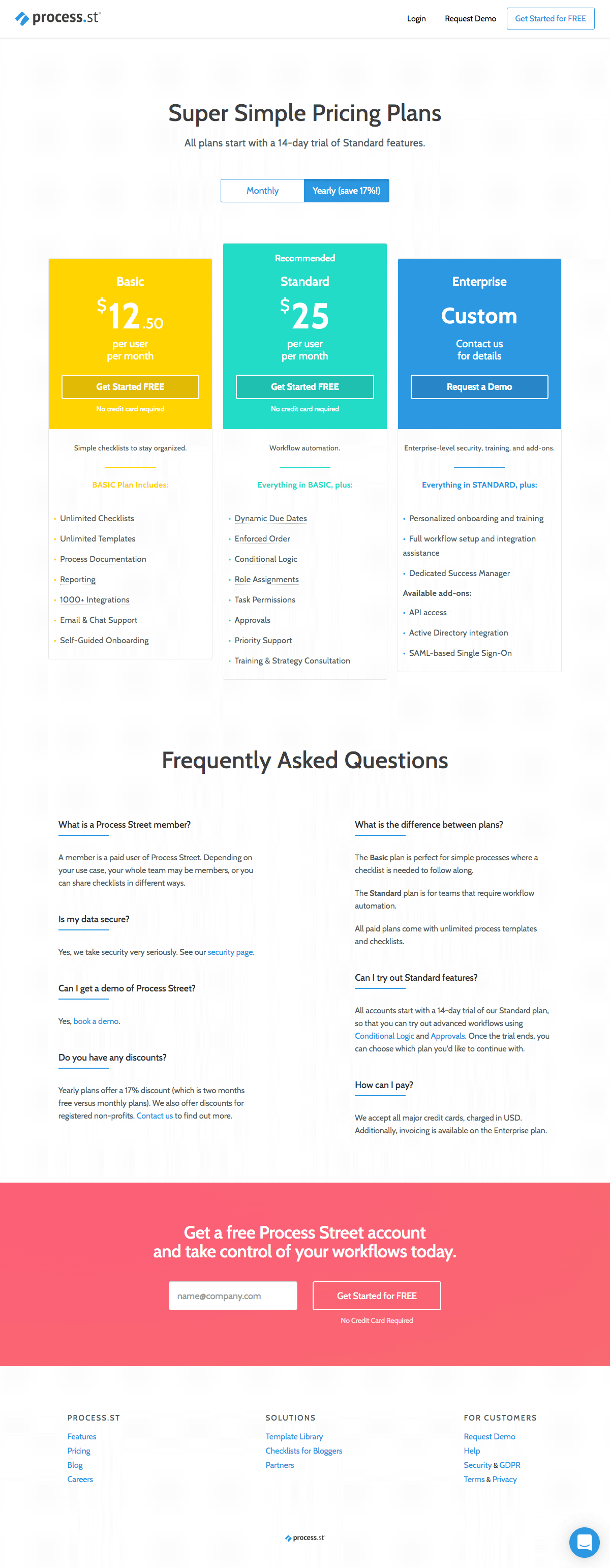 Process Street Pricing Page Find SaaS Websites Inspiration