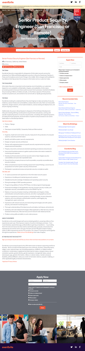 Eventbrite – Career page 2